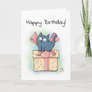Carte Happy Kitten en carton avec ruban