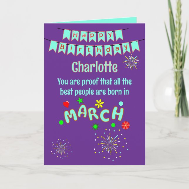 Carte Happy March Birthday Folded Greeting Card (Devant)