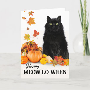 Carte Happy Meow-lo-ween avec Halloween Chat noir