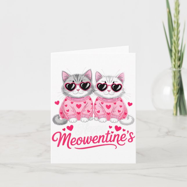 Carte Happy Meowentine’s Cute Romantic Cats Couple Valen (Devant)