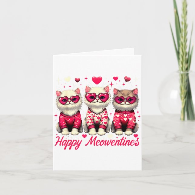 Carte Happy Meowentines Cute Valentine Cats Love Funny C (Devant)