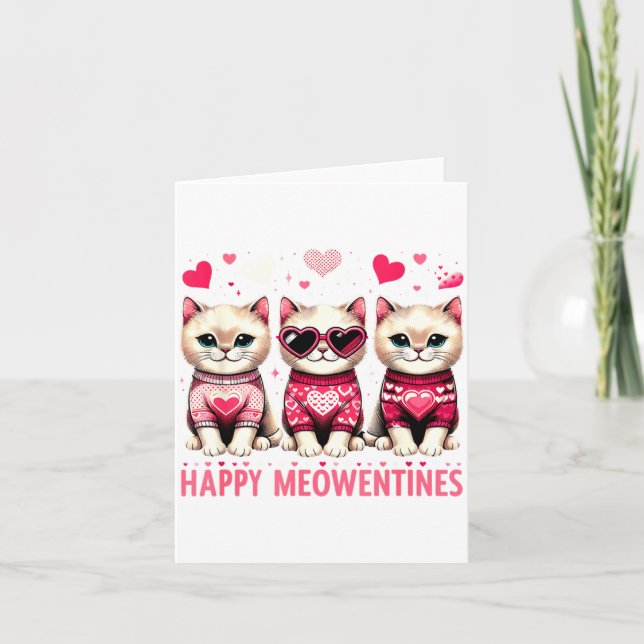 Carte Happy Meowentines Cute Valentine Cats Love Funny M (Devant)