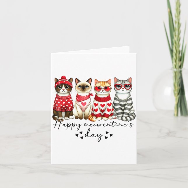 Carte Happy Meowentine's Day Cute Valentines Funny Cat S (Devant)