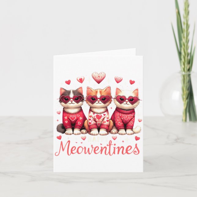 Carte Happy Meowentines Funny Cute Valentine Cats Love C (Devant)