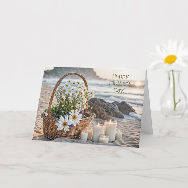 Carte Happy Mothers Day Basket of Flowers and Candles (Petite plante)