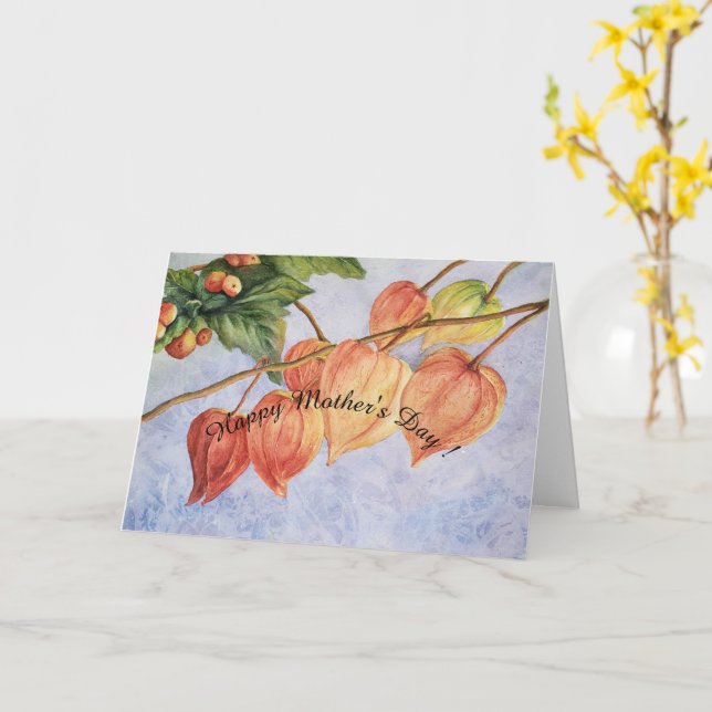 CARTE HAPPY MOTHER'S DAY CHINESE LANTERNS CARD (Fleur jaune)