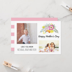 Carte Happy Mother's Day floral rose photo moderne