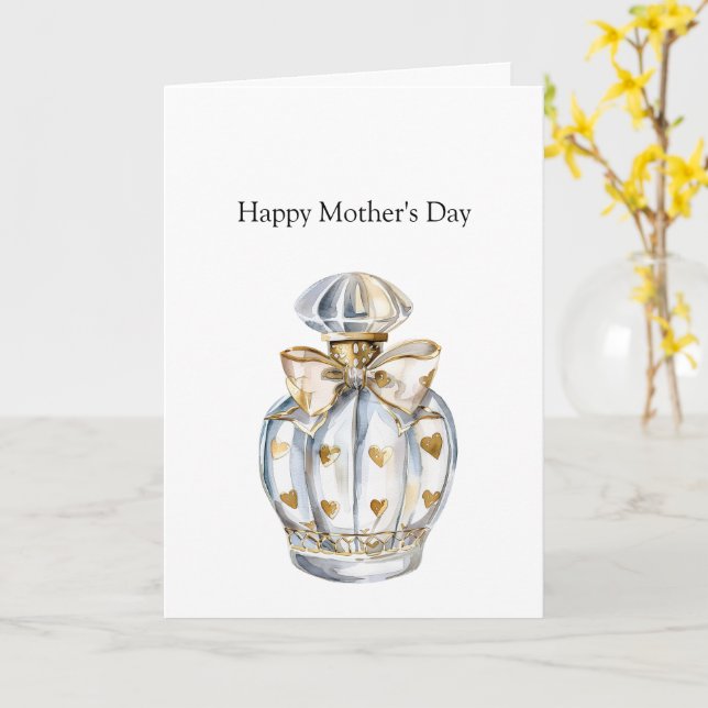 Carte Happy Mother's Day Gold Hearts Bottle with Bow (Fleur jaune)