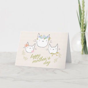 Carte "Happy Mother's Day" Mother Cat & Kittens Card