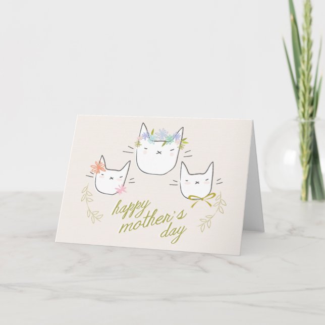 Carte "Happy Mother's Day" Mother Cat & Kittens Card (Devant)