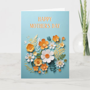 Carte Happy Mothers Day Papier Fleur Jaune Design