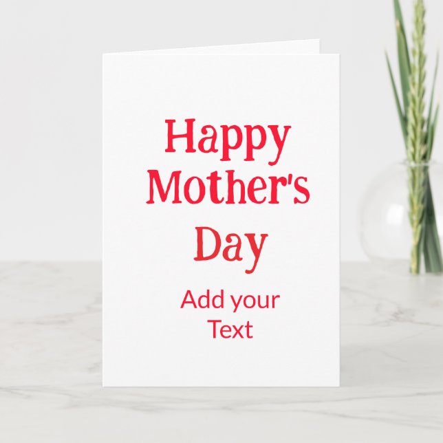 Carte Happy mother's day red add text simple minimal mom (Devant)
