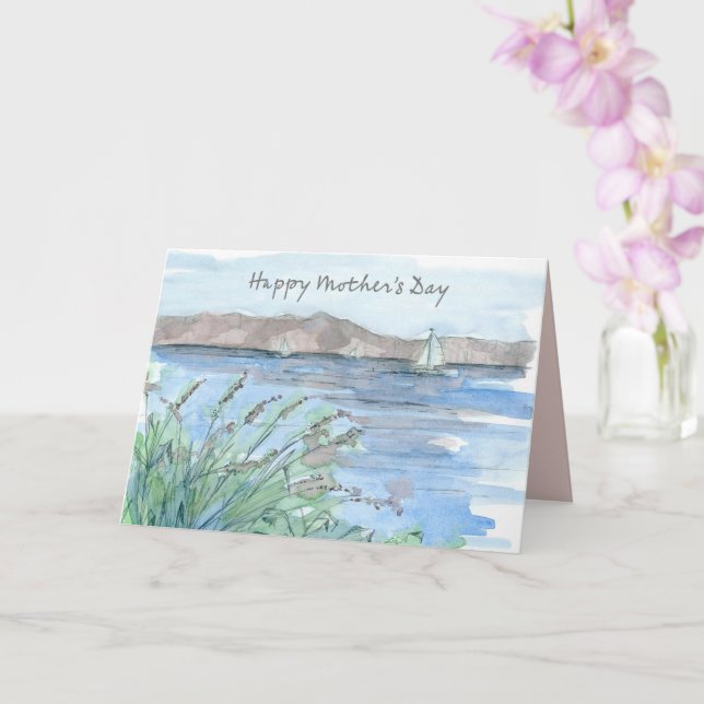 Carte Happy Mother's Day Sailing Mountain Lake Adventure (Orchidée)