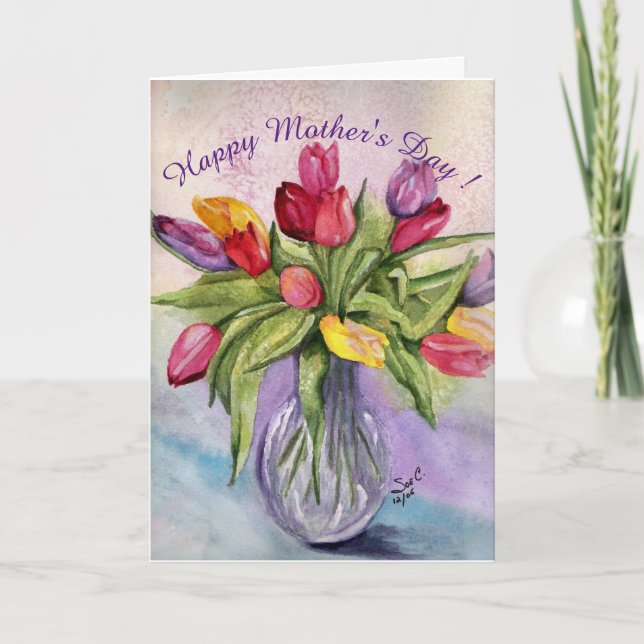 Carte Happy Mother's Day Tulip Bouquet (Devant)