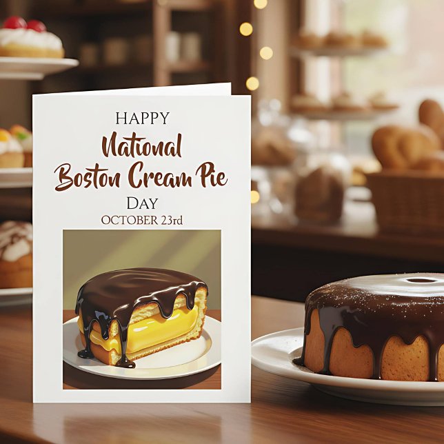 Carte Happy National Boston Cream Pie Day | Oct 23rd (Créateur téléchargé)