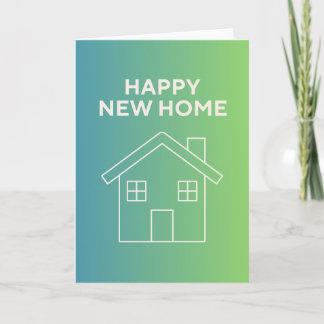 Carte Happy New Home with Green Gradient Background