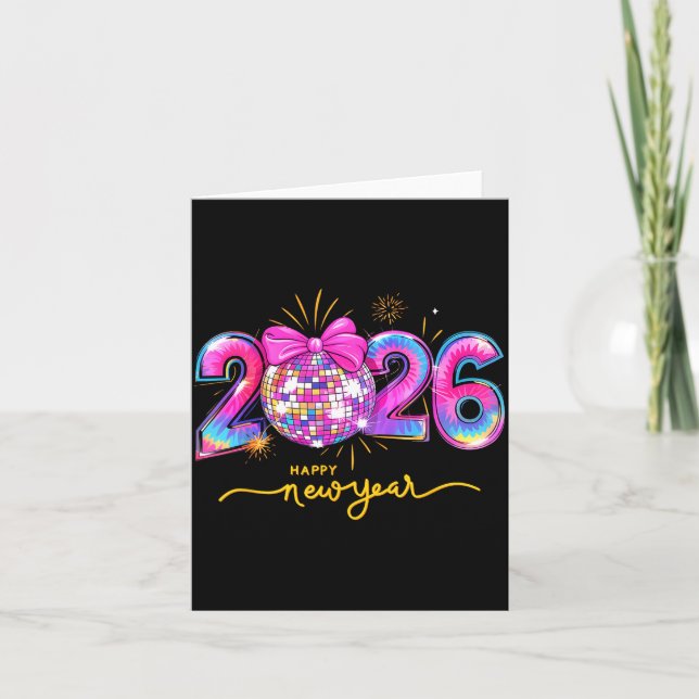Carte Happy New Year 2026 Colorful Family Matching Celeb (Devant)