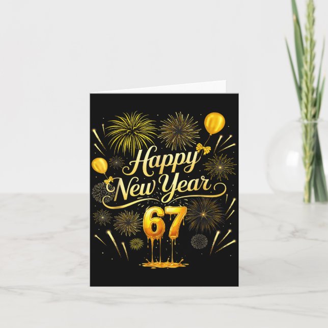 Carte Happy New Year 2026 Funny 67 Six Seven Meme Gen Al (Devant)