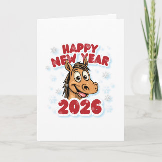 Carte Happy New Year 2026: Year of the Horse Mascot