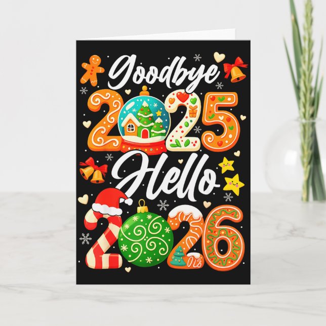 Carte Happy New Year Goodbye 2025 Hello 2026 Christmas G (Devant)