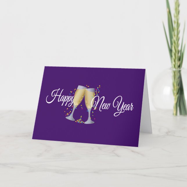 Carte Happy New Year with Champagne & Confetti (Devant)