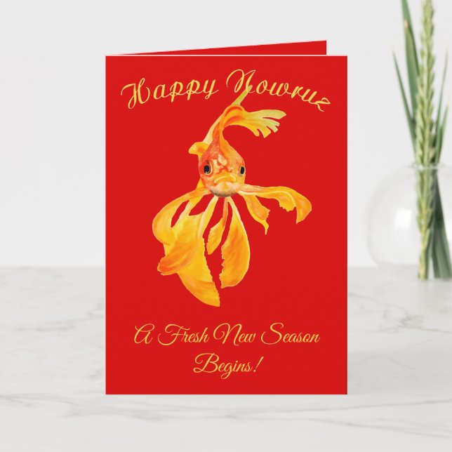 Carte Happy Nowruz Persian New Year Goldfish Isolated (Devant)
