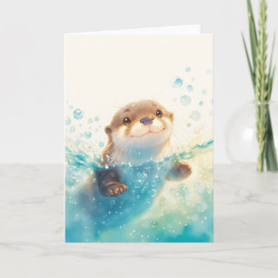 Carte Happy Otter dans un pays aquatique
