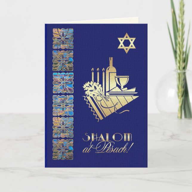 Carte Happy Passover Star of David et Seder Table Icons (Devant)