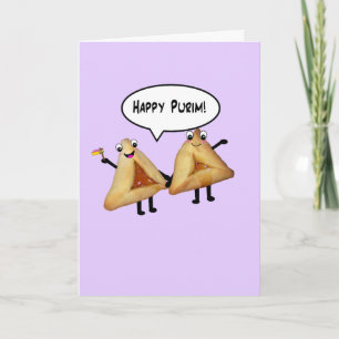 Carte Happy Purim Cute Smiling Hamentaschen Cartoon