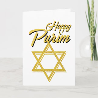 Carte Happy Purim Greeting Card - Golden Star of David