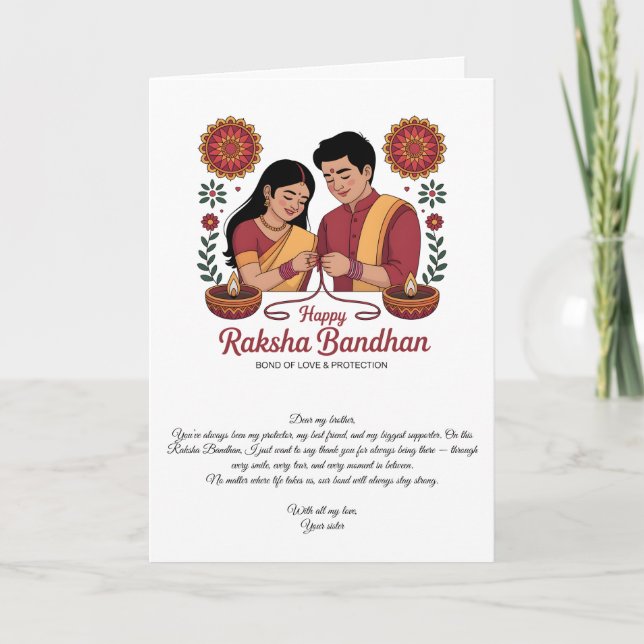 Carte Happy Raksha Bandhan Folded Greeting Card (Devant)