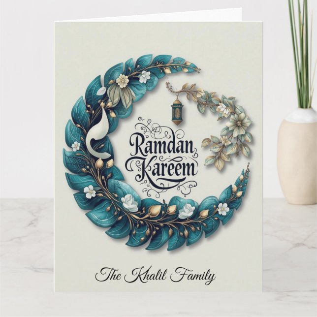 Carte Happy Ramadan Mubarak | Ramadan Kareem Blue Muslim (Devant)