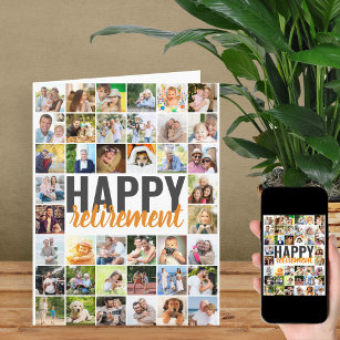 Carte Happy Retirement 40 Pic Photo Collage personnalisé