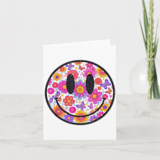 Carte Happy Retro Daisy Smile Face Preppy Aesthetic Men  (Devant)