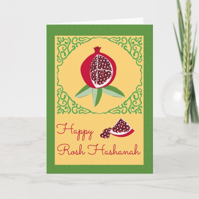 Carte Happy Rosh Hashanah avec grenade douce (Devant)
