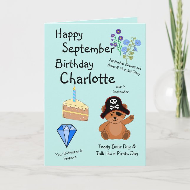 Carte Happy September Birthday Folded Greeting Card (Devant)