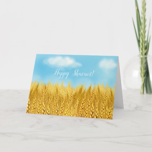 Carte Happy SHAVUOT Gold Blé Field Aquarelle Salutation (Devant)