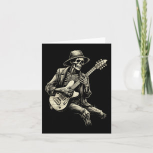 Carte Happy Skeleton Guitar Guy Éffrayant Halloween Rock