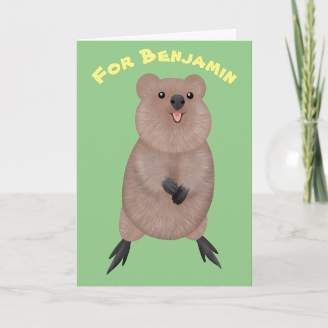 Carte Happy smiling cute quokka cartoon design (Devant)