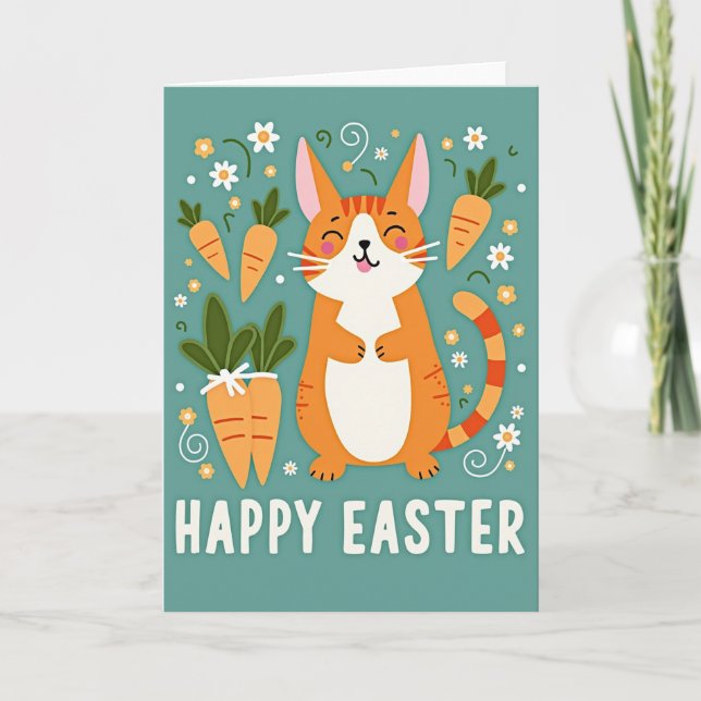 Carte Happy Spring Feline Easter Card (Devant)