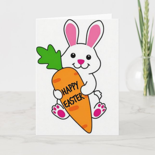 Carte Happy Spring Rabbit Carrot Card (Devant)
