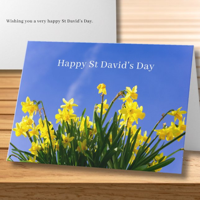 Carte Happy St David’s Day Daffodils Welsh Greeting (Personalize message inside card, you can also edit Greeting on front if you wish)