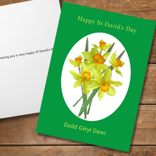 Carte Happy St David's Day Welsh Daffodils (Add your message inside to personalize.  all text is editable)