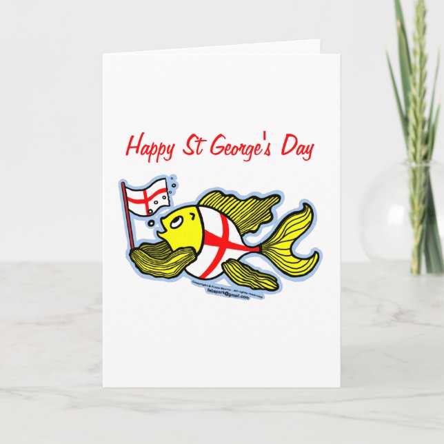 Carte Happy St Georges Day fun cartoon english flag fish (Devant)