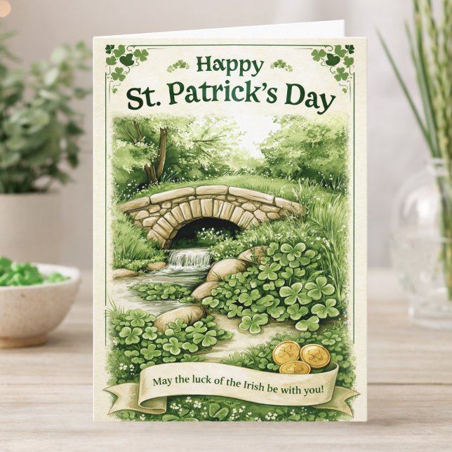 Carte Happy St. Patrick’s Day Card – Green Shamrocks (Créateur téléchargé)