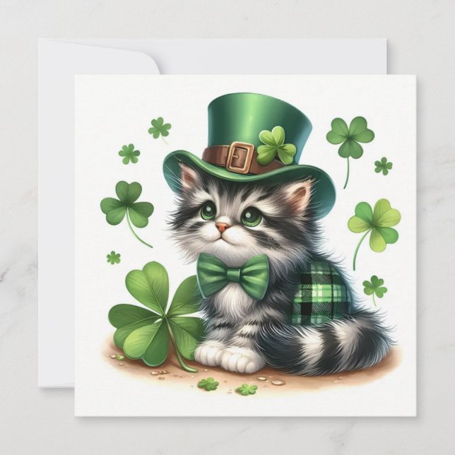 Carte Happy St. Patrick's day cat (Devant)
