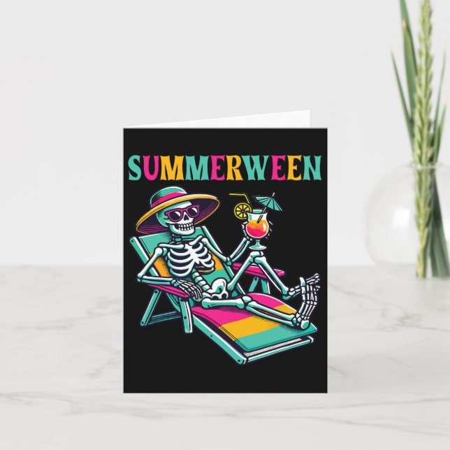 Carte Happy Summerween Eté Halloween Squelette (Devant)