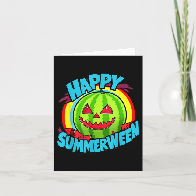 Carte Happy Summerween Watermelon été Jack-o-lanterne (Devant)
