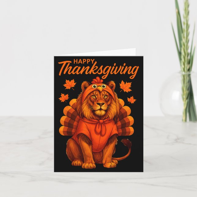 Carte Happy Thanksgiving Lion Women Boys Girls Kids Outf (Devant)