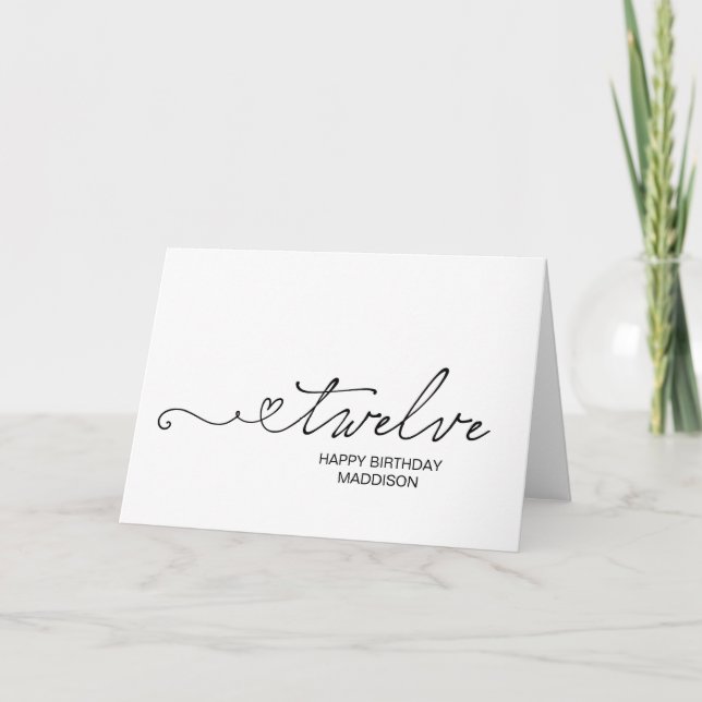 Carte Happy Twelfth Birthday Turning Twelve Personalised (Devant)